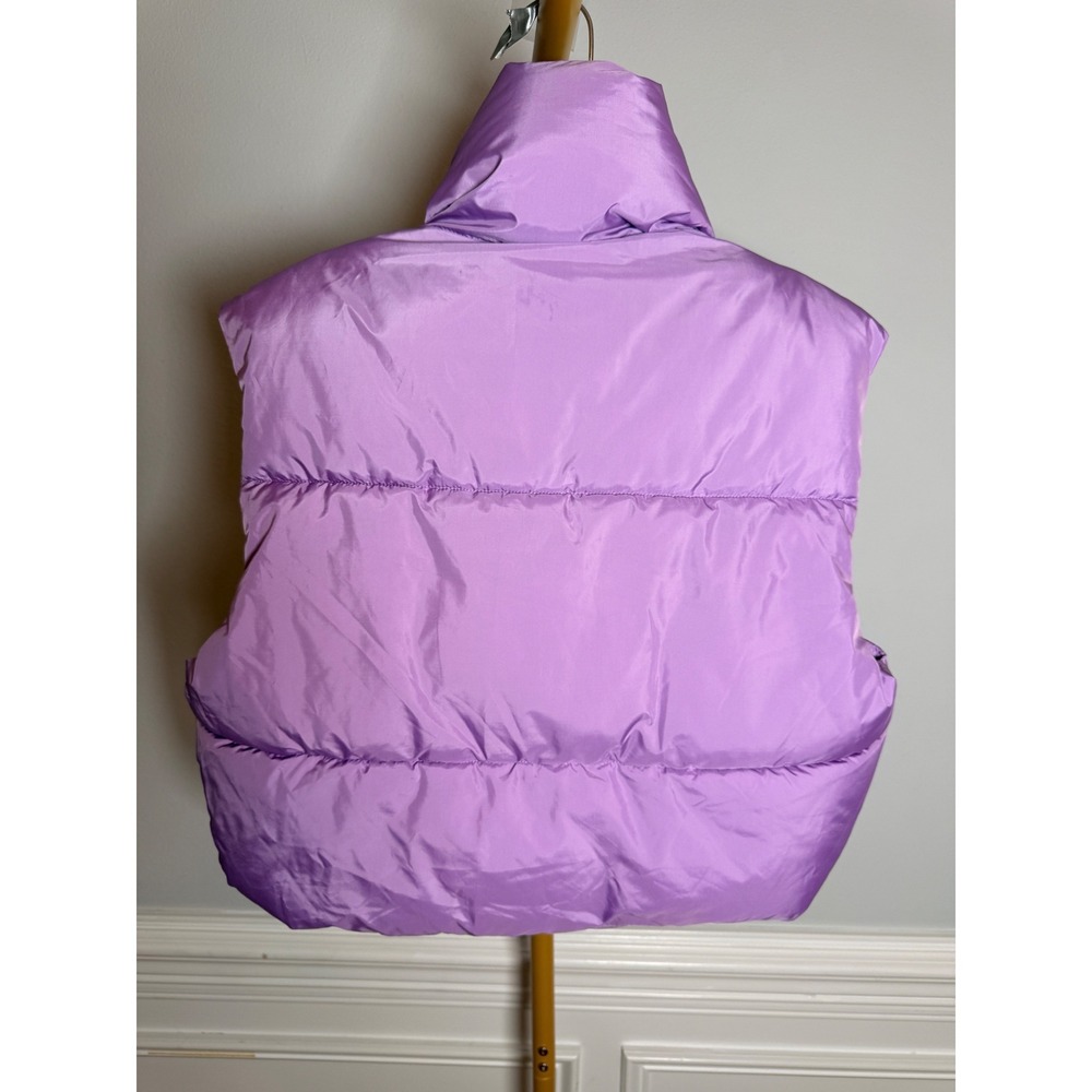 Zenana Puffer Vest Womens Medium Purple Polyester Cropped Streetwear - Picture 2 of 6